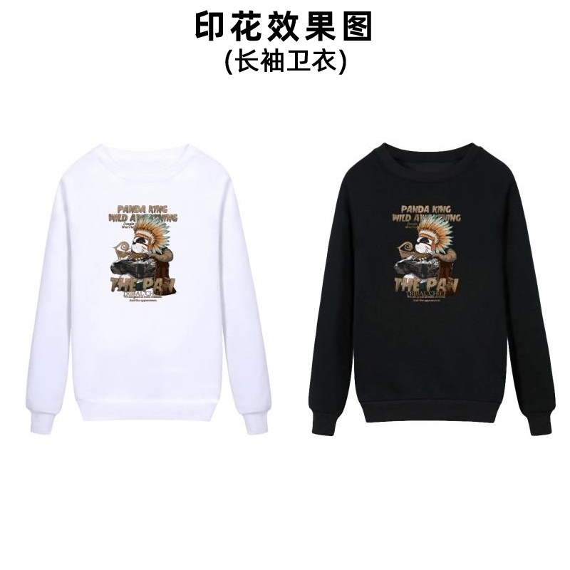 时尚动物卡通熊猫柯式白墨烫画贴衣服图案印花男女装小学生班服领标印字加工定制烫布贴