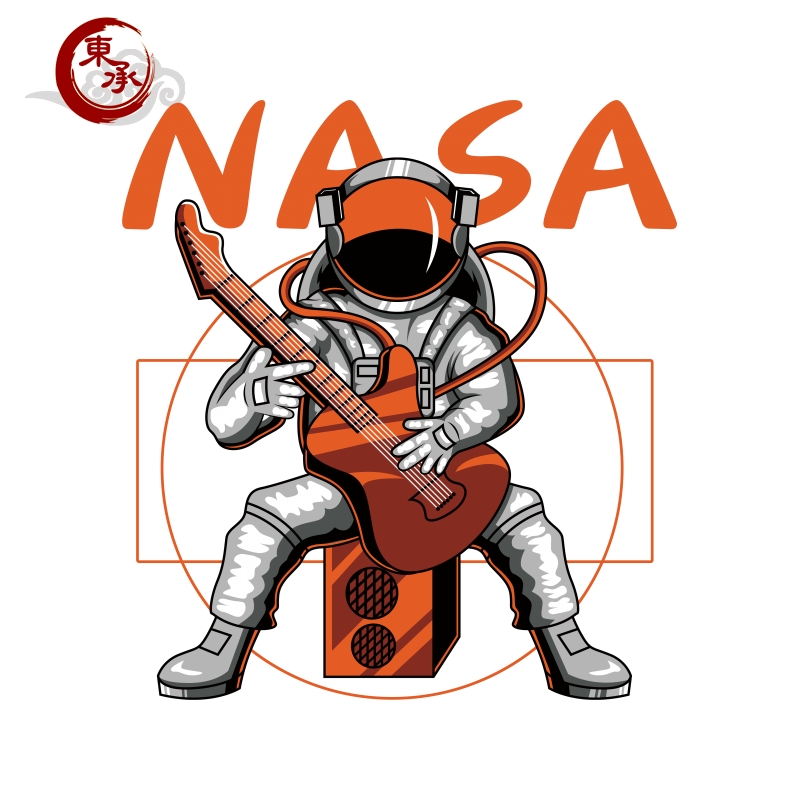 时尚NASA航天员太空人柯式白墨烫画贴服装图案印花男女装小学生工作服商标印字加工定制烫布贴