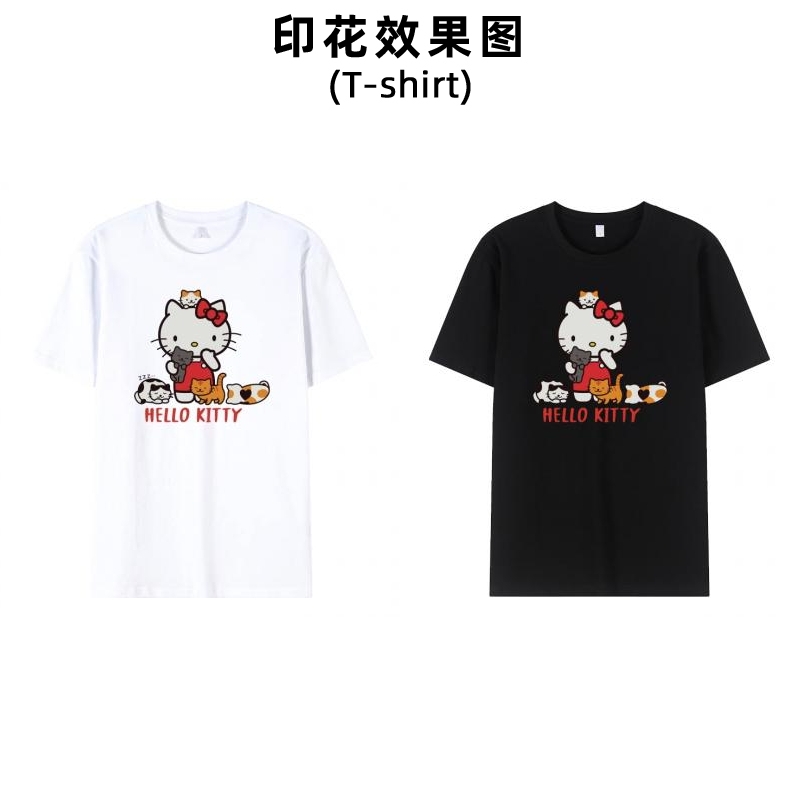 新款Hello kitty白墨烫画衣服可爱卡通图案印花男装女装小学生卫衣烫标印字加工定制胶印贴