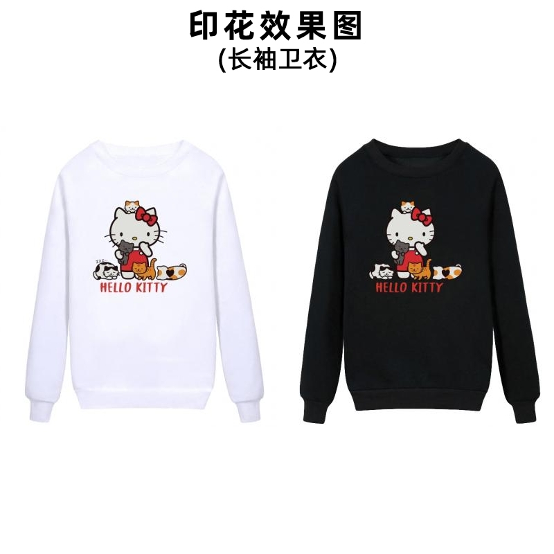 新款Hello kitty白墨烫画衣服可爱卡通图案印花男装女装小学生卫衣烫标印字加工定制胶印贴