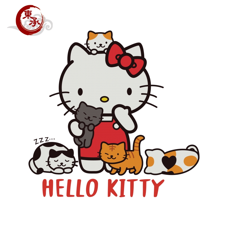 新款Hello kitty白墨烫画衣服可爱卡通图案印花男装女装小学生卫衣烫标印字加工定制胶印贴