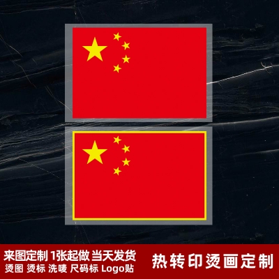 中國國旗 五星紅旗 熱轉印燙畫貼 衣服胸前logo貼 燙圖 燙標 現貨